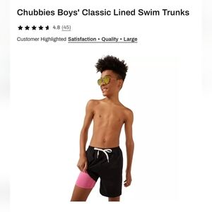 Chubbies Boys' Classic Lined Black Swim Trunks